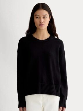 Everlane The Boxy Sweater in Everyday Cotton - Black